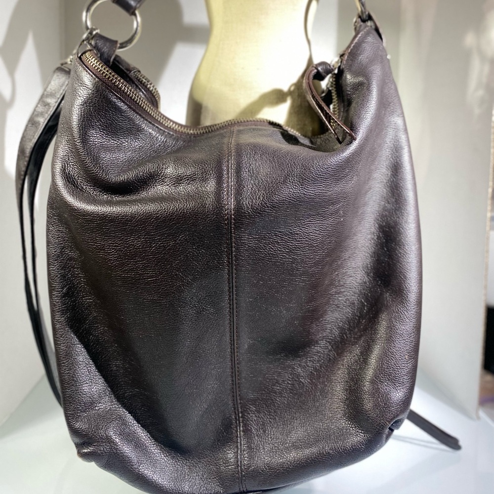 LA MODA Brown Leather Crossbody Hobo